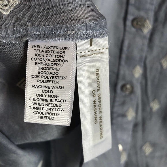 Ann Taylor Loft NWT The Softened Thin Lightweight Blue Diamond Pattern Blouse S - Picture 8 of 11